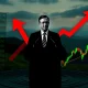A stock market chart reacting to Fed interest rates announcements, showing market volatility.