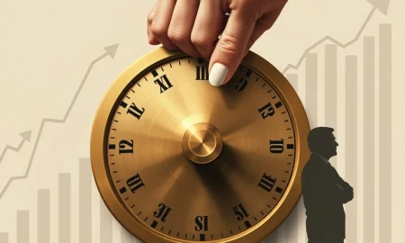 Jerome Powell considering a Fed rate cut, symbolizing the Federal Reserve's anticipated shift in monetary policy impacting global markets.