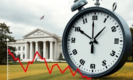 A visual representation of the potential panic caused by a jumbo Fed rate cut, showing economic indicators in decline.