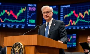 Federal Reserve official announcing September interest rate cuts decision during policy meeting