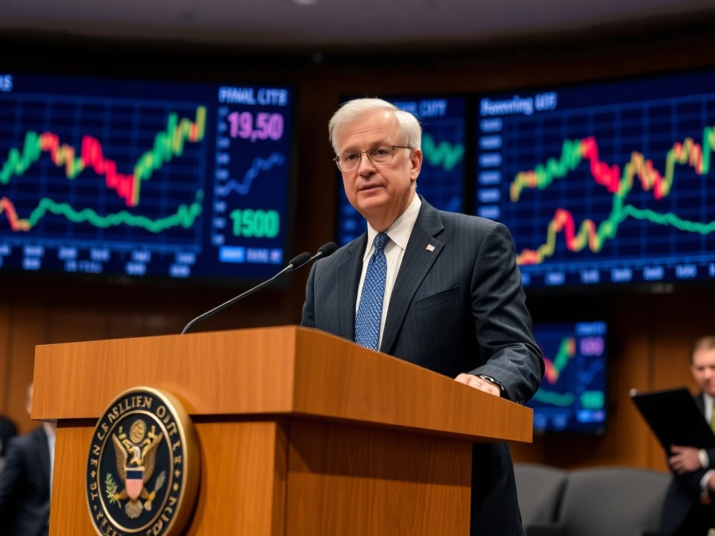 Federal Reserve official announcing September interest rate cuts decision during policy meeting