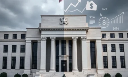 Federal Reserve Jackson Hole symposium showing divided monetary policy decisions and economic uncertainty