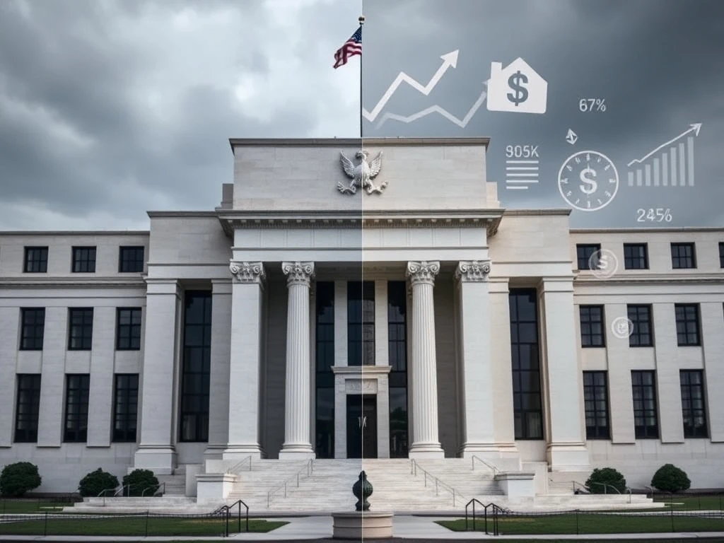 Federal Reserve Jackson Hole symposium showing divided monetary policy decisions and economic uncertainty