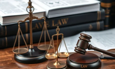 Legal defense against FTX fraud allegations with courtroom documents and justice scales