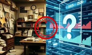A visual contrast depicting Financeville CraigScottCapital's past regulatory scandal versus its current digital, unverified claims.
