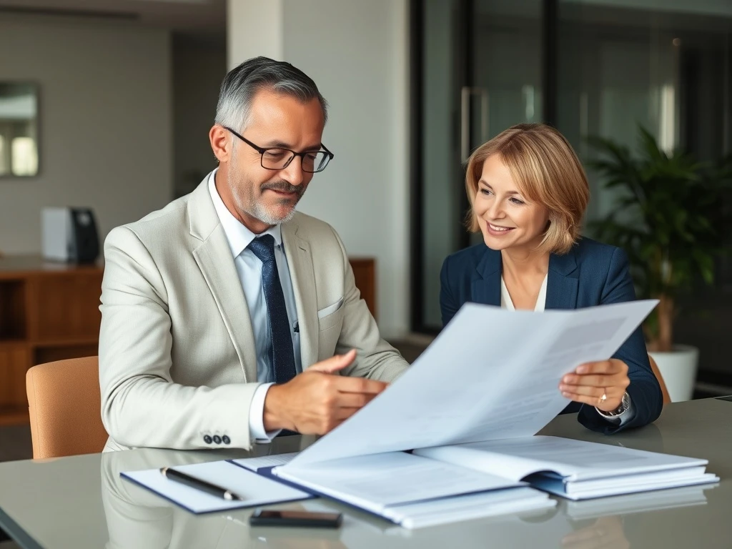 Financial adviser providing strategic wealth management consultation to investment executive