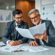 Investment CEO consulting with financial adviser for wealth management strategy