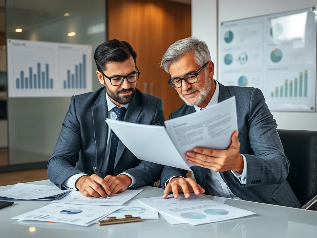 Investment CEO consulting with financial adviser for wealth management strategy