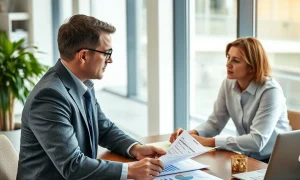 Financial adviser discussing investment strategy with client considering political alignment factors