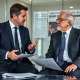 Financial adviser discussing investment strategies while political influences potentially affect financial decisions