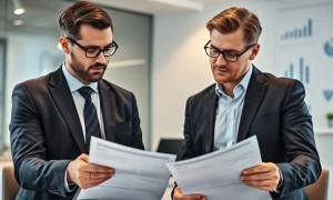 Financial adviser discussing investment strategy with executive for optimal wealth management