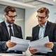 Financial adviser discussing investment strategy with executive for optimal wealth management