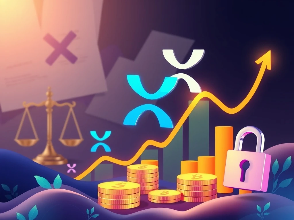 Visualizing fixed-yield crypto solutions offering stability as XRP navigates regulatory clarity, symbolizing secure and predictable returns.