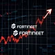 A downward trending chart representing Fortinet stock, highlighting potential financial challenges for the cybersecurity company.