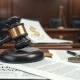A gavel striking a sound block on a legal desk, symbolizing the ongoing FTX lawsuit and the pursuit of justice for victims.