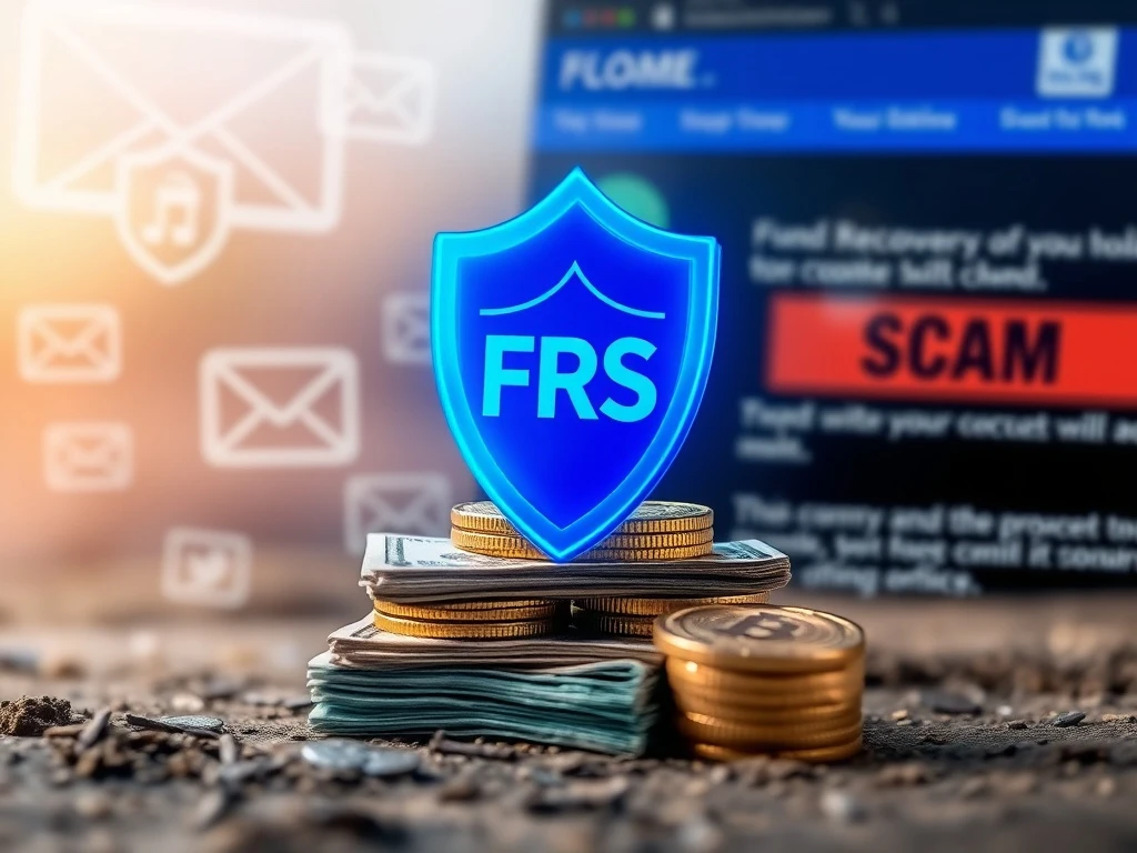 A digital shield symbolizing Fund Recovery Services protecting assets from scams, illustrating the journey to reclaim lost funds.
