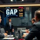 Disappointing Gap quarterly results showing stock decline on Wall Street display