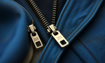 Various garment zippers seamlessly integrated into different fabrics, illustrating their pivotal role in enhancing fit and style in apparel.