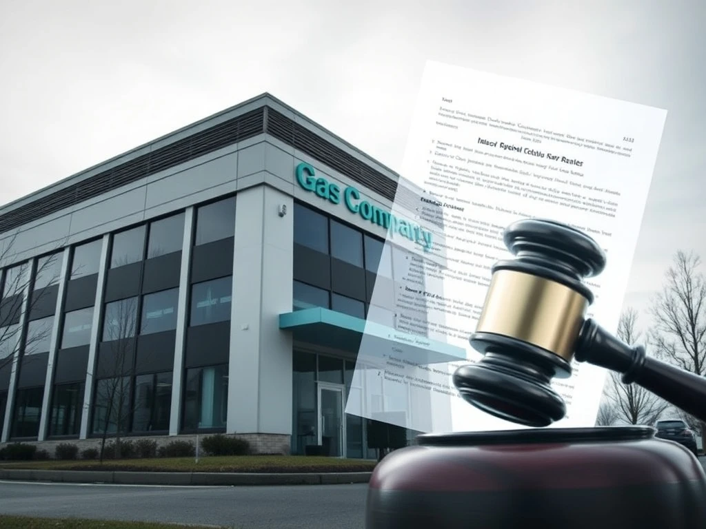 Visualizing the significant impact of a **gas company bankruptcy** filing, depicting a corporate building under financial distress.