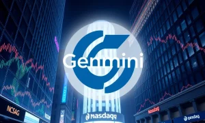 A visual representation of the Gemini IPO filing, highlighting the crypto exchange's move towards a Nasdaq listing.