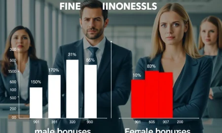 Gender bonus bias infographic showing disparity between male and female bonus payments