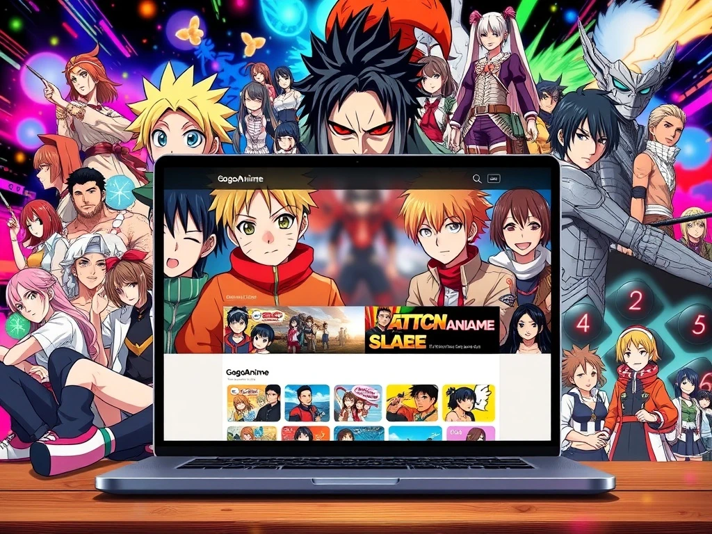 Gogoanime streaming platform showcasing popular anime characters on digital devices