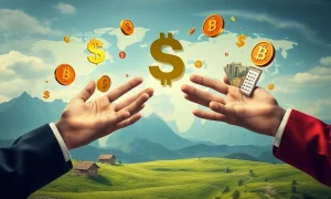 Conceptual image showing new methods of Government Funding impacting global finance.
