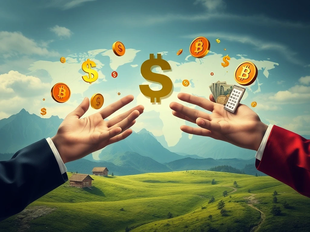 Conceptual image showing new methods of Government Funding impacting global finance.