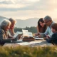 A family discusses financial plans, symbolizing effective great wealth transfer for future generations.