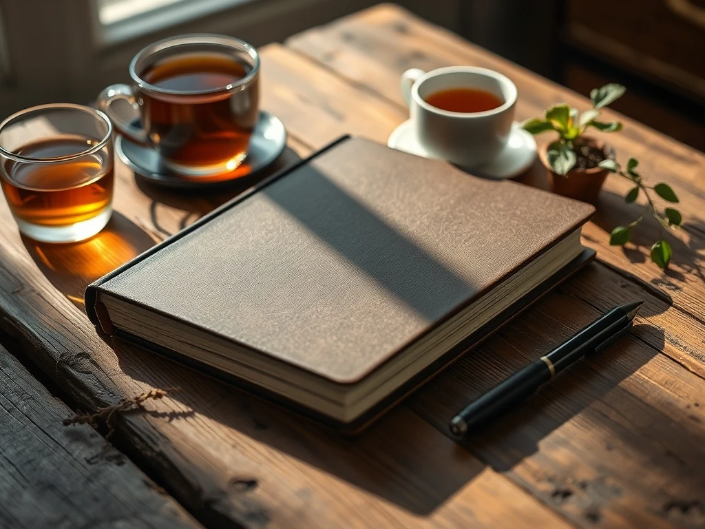 A sturdy Hardback Journal open to a page with handwritten notes, symbolizing mindful reflection and personal growth.
