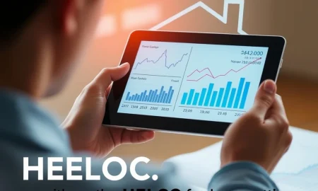 A person reviewing financial data on a tablet, understanding how a HELOC impacts their credit score.