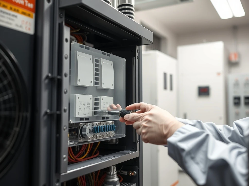 Technician carefully inspecting internal HIU components for reliable home heating performance.