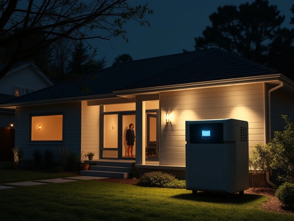 A reliable home battery backup system powers a modern house, ensuring continuous electricity and peace of mind during grid failures.