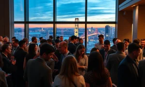 Networking at TechCrunch Disrupt 2025 side event with entrepreneurs and investors