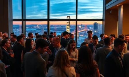 Networking at TechCrunch Disrupt 2025 side event with entrepreneurs and investors
