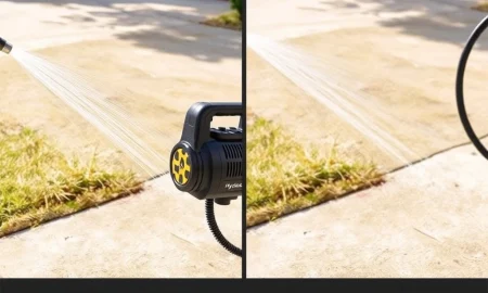 HydroX5 Turbo Jet Power Washer cleaning driveway with high-pressure water stream