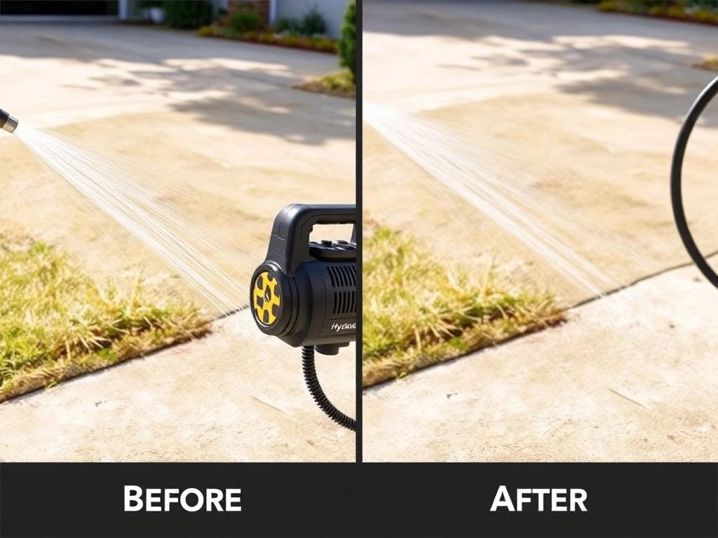 HydroX5 Turbo Jet Power Washer cleaning driveway with high-pressure water stream