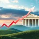 A graph showing an upward trend in the inflation rate, with a hand pointing towards a potential Federal Reserve rate cut.