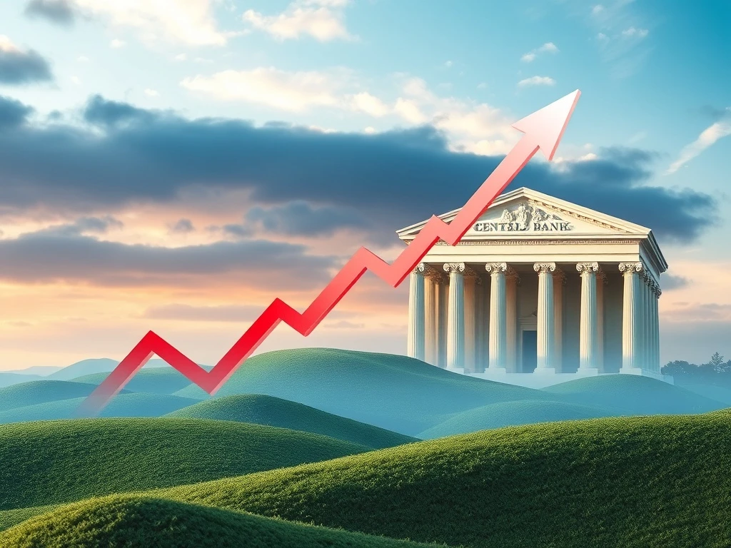 A graph showing an upward trend in the inflation rate, with a hand pointing towards a potential Federal Reserve rate cut.
