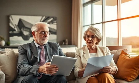 A mature couple deliberates their inheritance planning, choosing not to leave their $11 million fortune to their children, reflecting modern wealth management decisions.