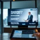A modern legal tech firm's office showcasing compliant Connected TV solutions for injury lawyer marketing, symbolizing innovation.