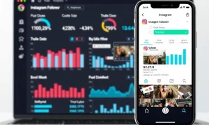 A digital dashboard showing charts and data points, symbolizing the insights gained from using Instagram follower export tools for audience analysis.