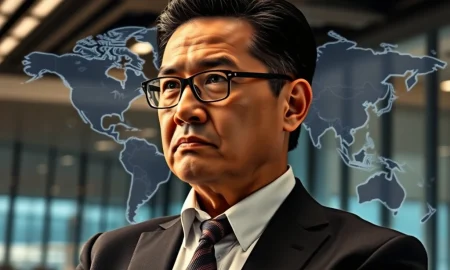 A visual representation of the Intel CEO facing global challenges, highlighting the intricate connections between corporate leadership and geopolitical concerns, especially regarding China.