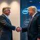 Depiction of the **Intel CEO Trump** meeting, symbolizing potential shifts in tech industry policy and corporate-government collaboration.