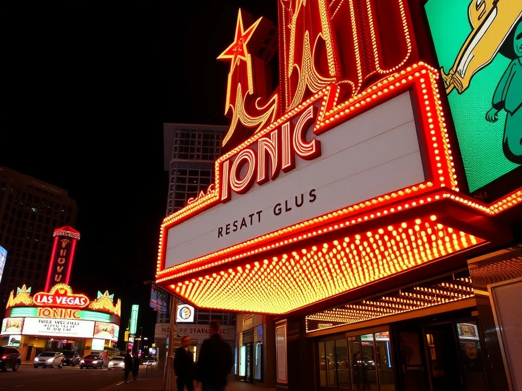 A neon-lit marquee announces the final performances of the Ionic Las Vegas show, marking the end of an era on the Strip.
