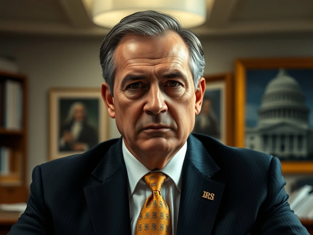 A portrait of an IRS commissioner, symbolizing the high-stakes role and significant IRS commissioner salary.