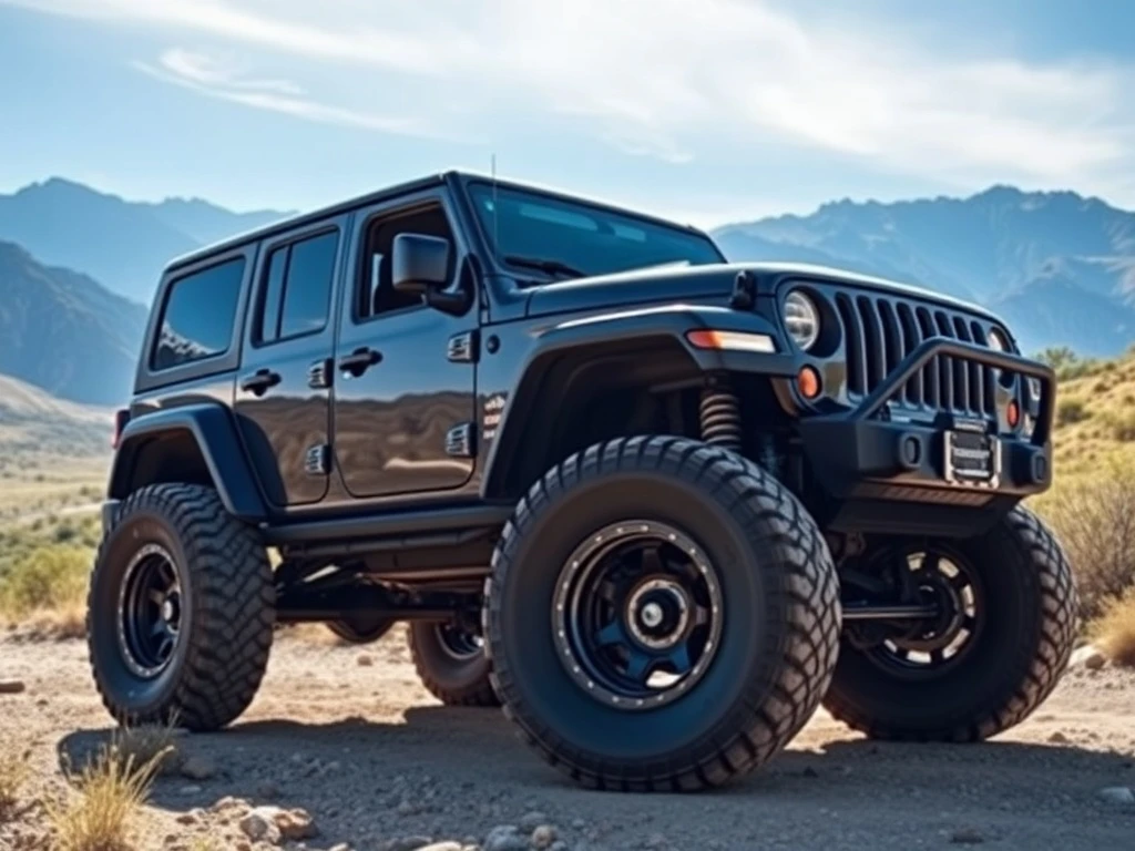 A powerfully lifted Jeep showcasing a robust Jeep Suspension Upgrade, ready to conquer challenging off-road terrains.
