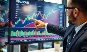 Jim Cramer analyzing promising health care stock performance chart with growth indicators