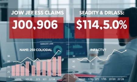 Jobless claims data chart showing recent increase while overall employment remains stable in current economic analysis