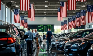 Consumer spending trends showing car purchases amid tariff concerns affecting retail economy